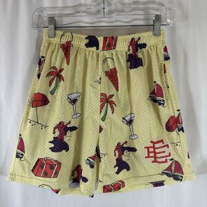 Eric Emanuel Shorts Men's Medium Yellow Mesh Pull On Ice Cream Martini